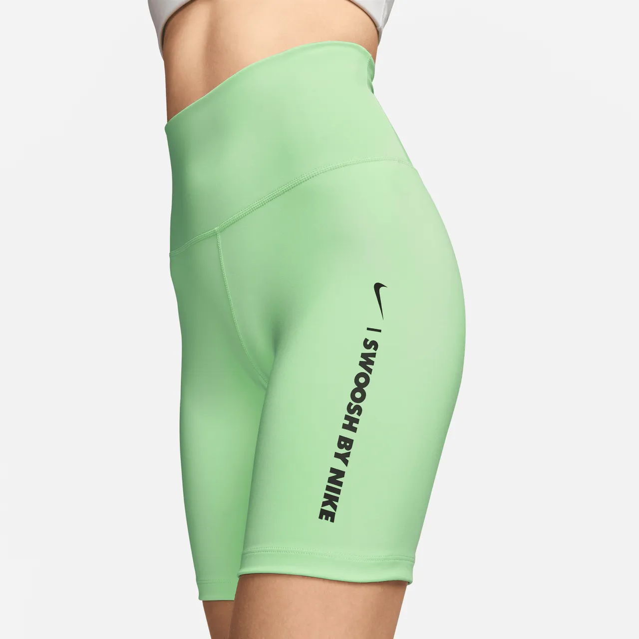 Nike One bikeshorts met hoge taille voor dames (18 cm) - Groen