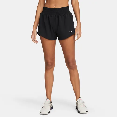 Nike One Dri-FIT damesshorts met halfhoge taille en binnenbroekje (8 cm) - Zwart