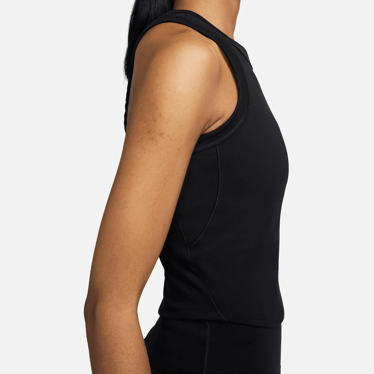 Nike One Fitted korte tanktop met Dri-FIT voor dames - Zwart