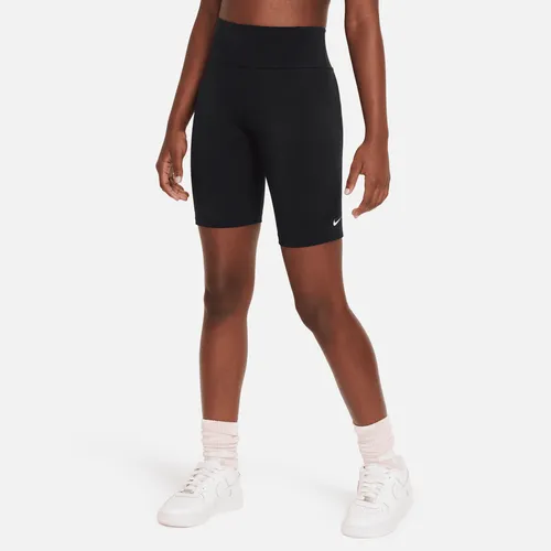 Nike One Leak Protection: Period bikeshorts met hoge taille voor meisjes (18 cm) - Zwart
