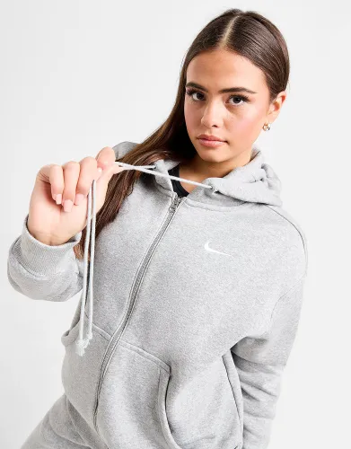 Nike Phoenix Fleece Oversized Full Zip Hoodie, Dark Grey Heather/Sail