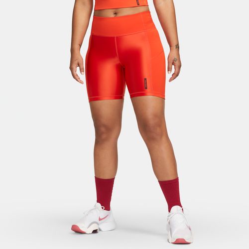Nike Pro Bikershorts met halfhoge taille voor dames (18 cm) - Rood