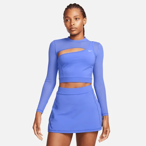 Nike Pro croptop met lange mouwen voor dames - Blauw