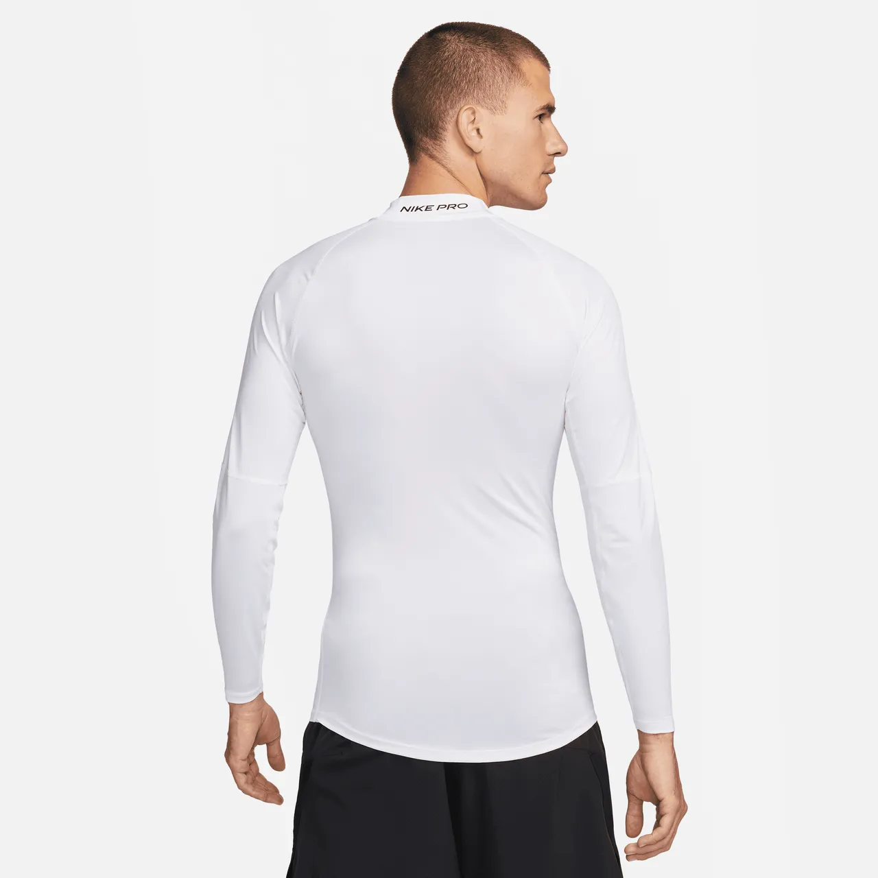 Nike Pro Dri-FIT fitnesstop met hoge hals en lange mouwen voor heren - Wit