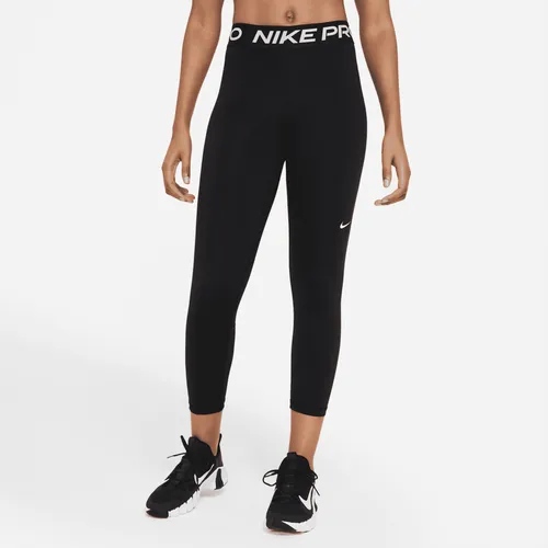 Nike Pro korte legging met mesh vlakken en halfhoge taille voor dames - Zwart