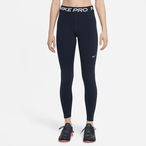 Nike Pro Legging met halfhoge taille en mesh vlakken voor dames - Blauw