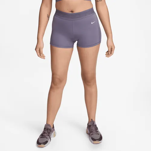 Nike Pro shorts met halfhoge taille en mesh vlakken voor dames (8 cm) - Paars