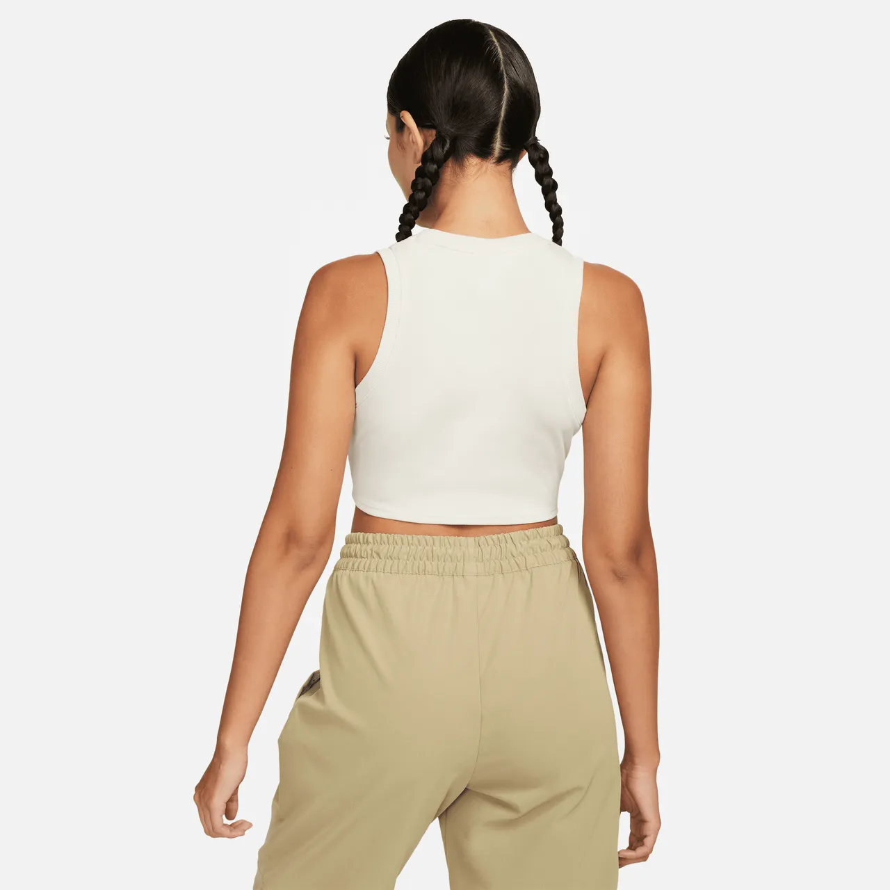 Nike Sportswear Chill Knit aansluitende, korte tanktop met mini-rib voor dames - Bruin