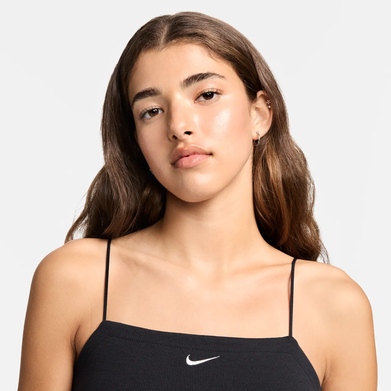 Nike Sportswear Chill Knit strakke cami jurk met mini-ribbels - Zwart