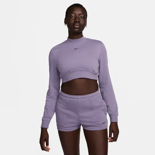 Nike Sportswear Chill Terry korte damestop met ronde hals van sweatstof - Paars