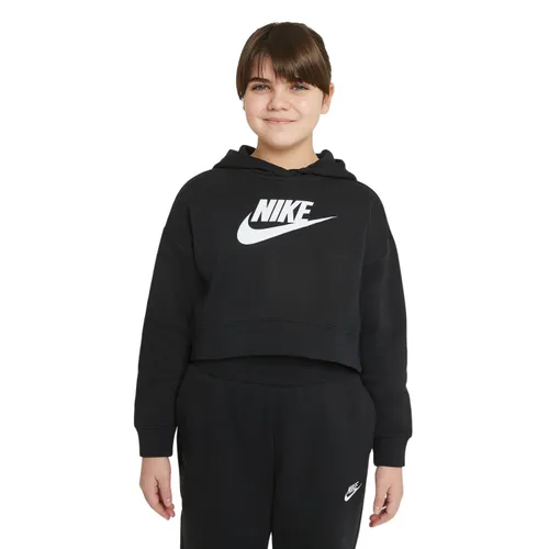 Nike Sportswear Club Crop Hoodie Kids Meisjes Zwart Wit