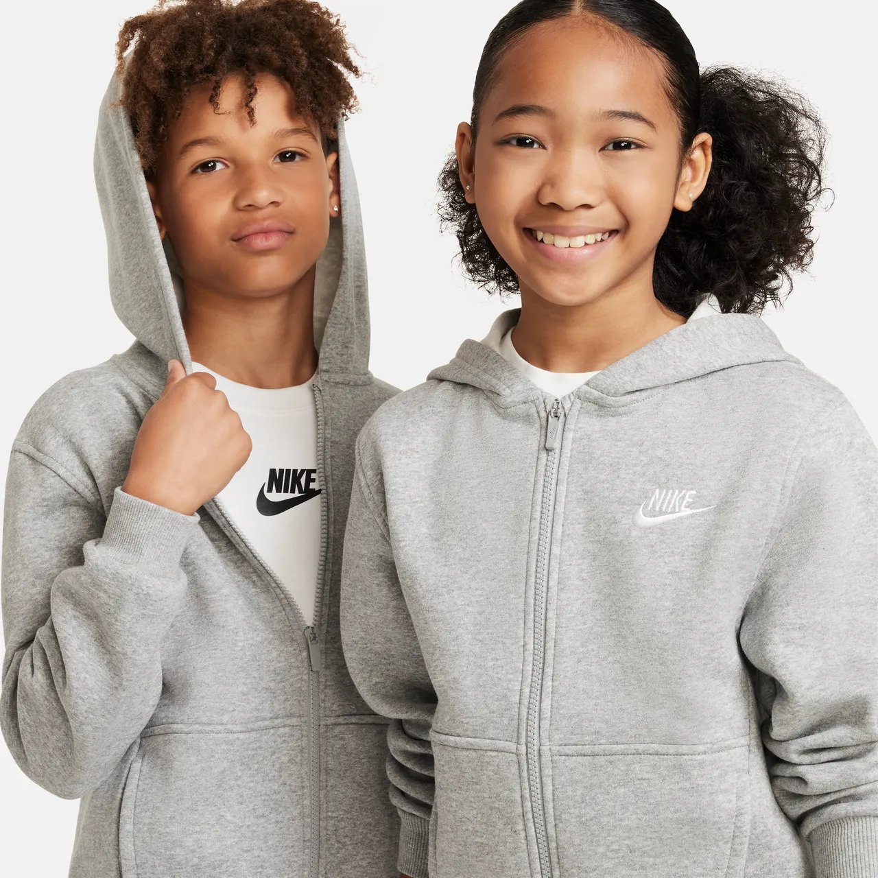 Nike Sportswear Club Fleece hoodie met rits voor kids - Grijs