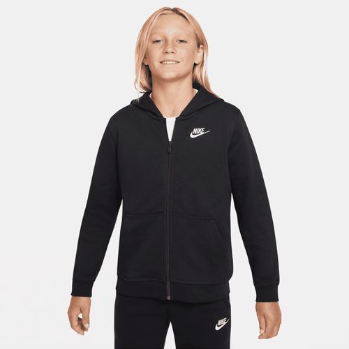 Nike Sportswear Club Hoodie van sweatstof met rits voor jongens - Zwart