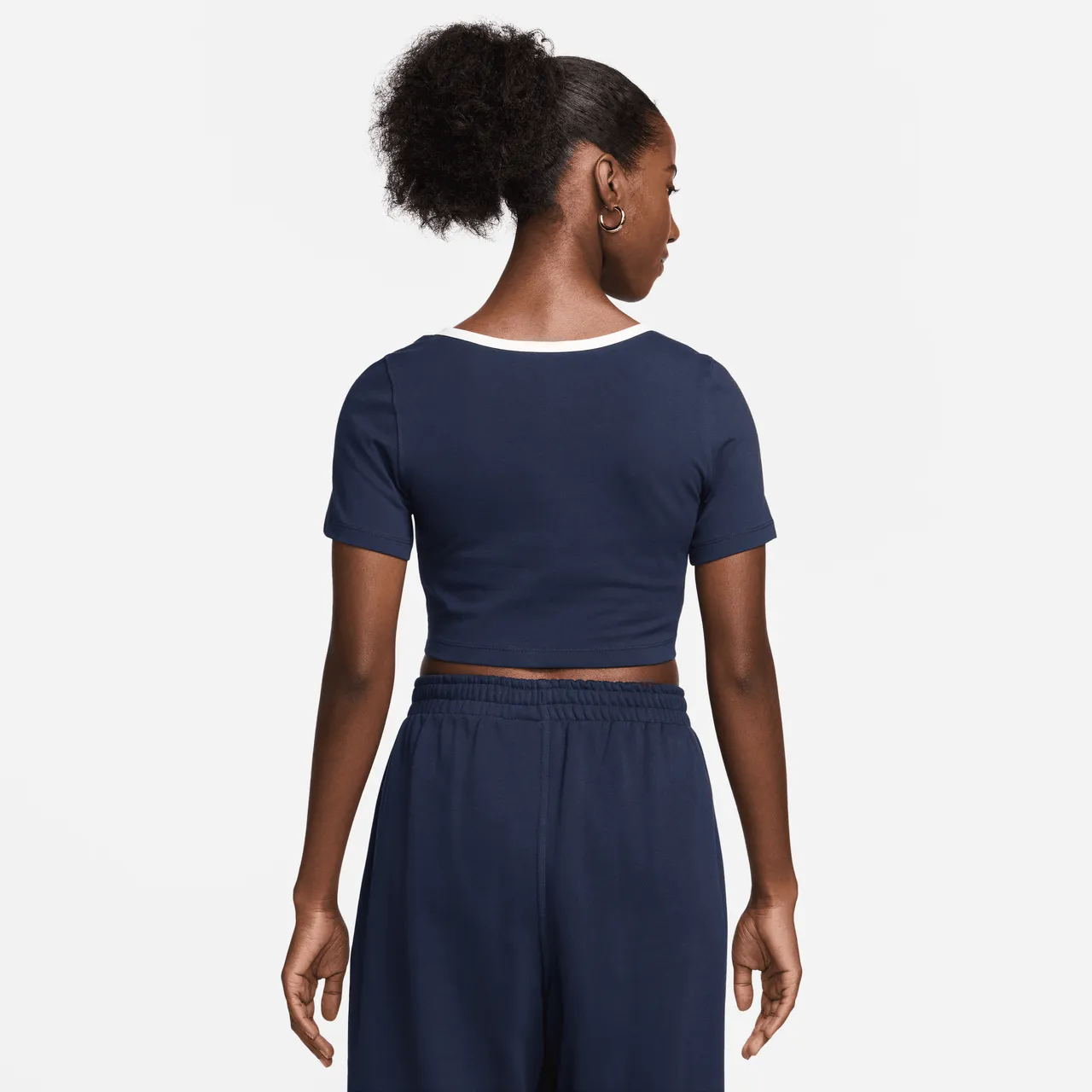 Nike Sportswear cropped T-shirt met vierkante hals voor dames - Blauw