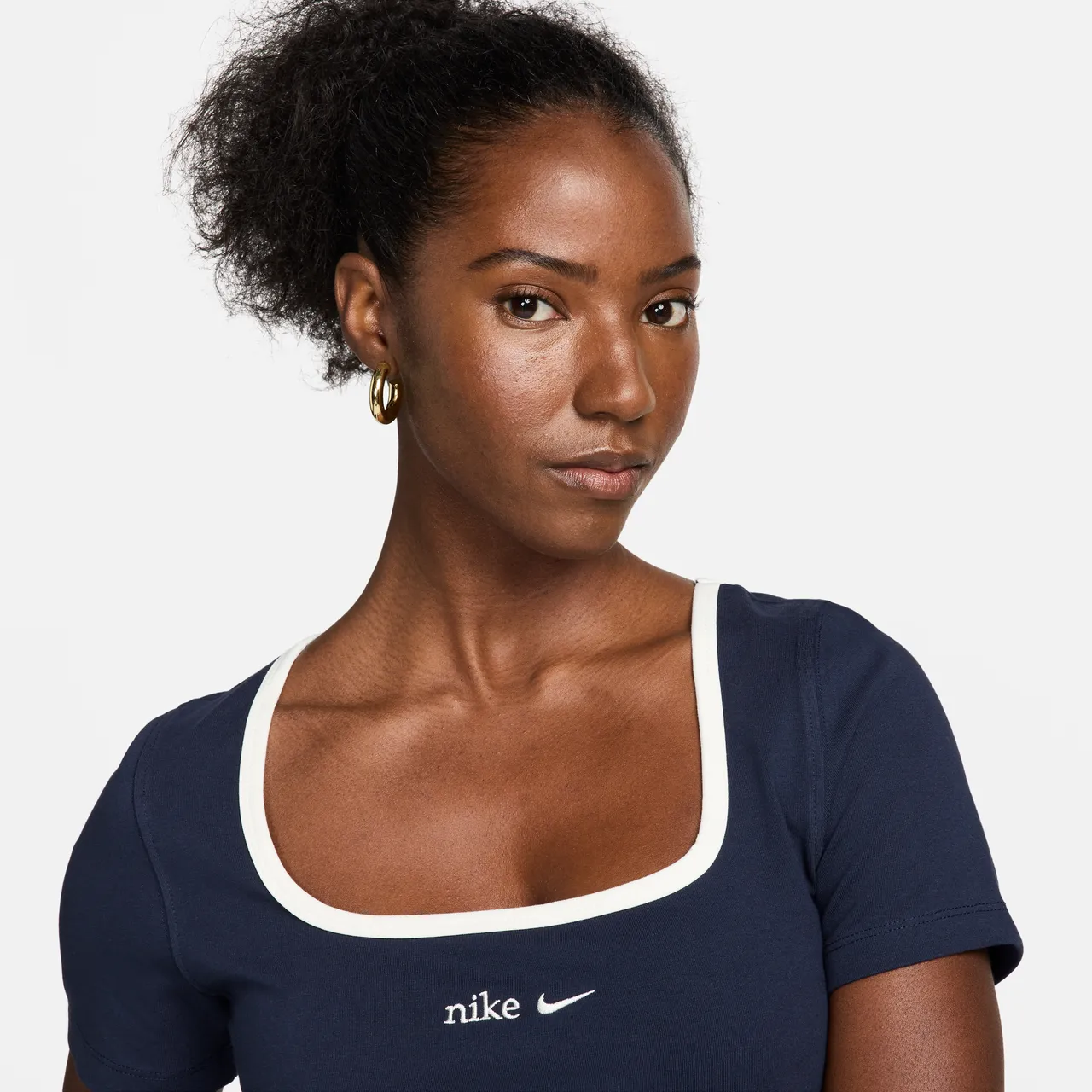 Nike Sportswear cropped T-shirt met vierkante hals voor dames - Blauw