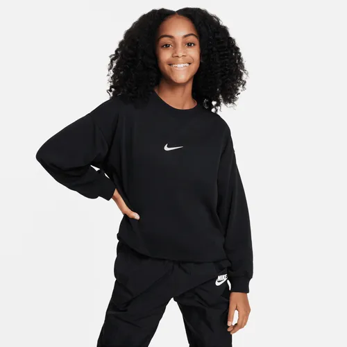 Nike Sportswear Dri-FIT sweatshirt met ronde hals voor meisjes - Zwart