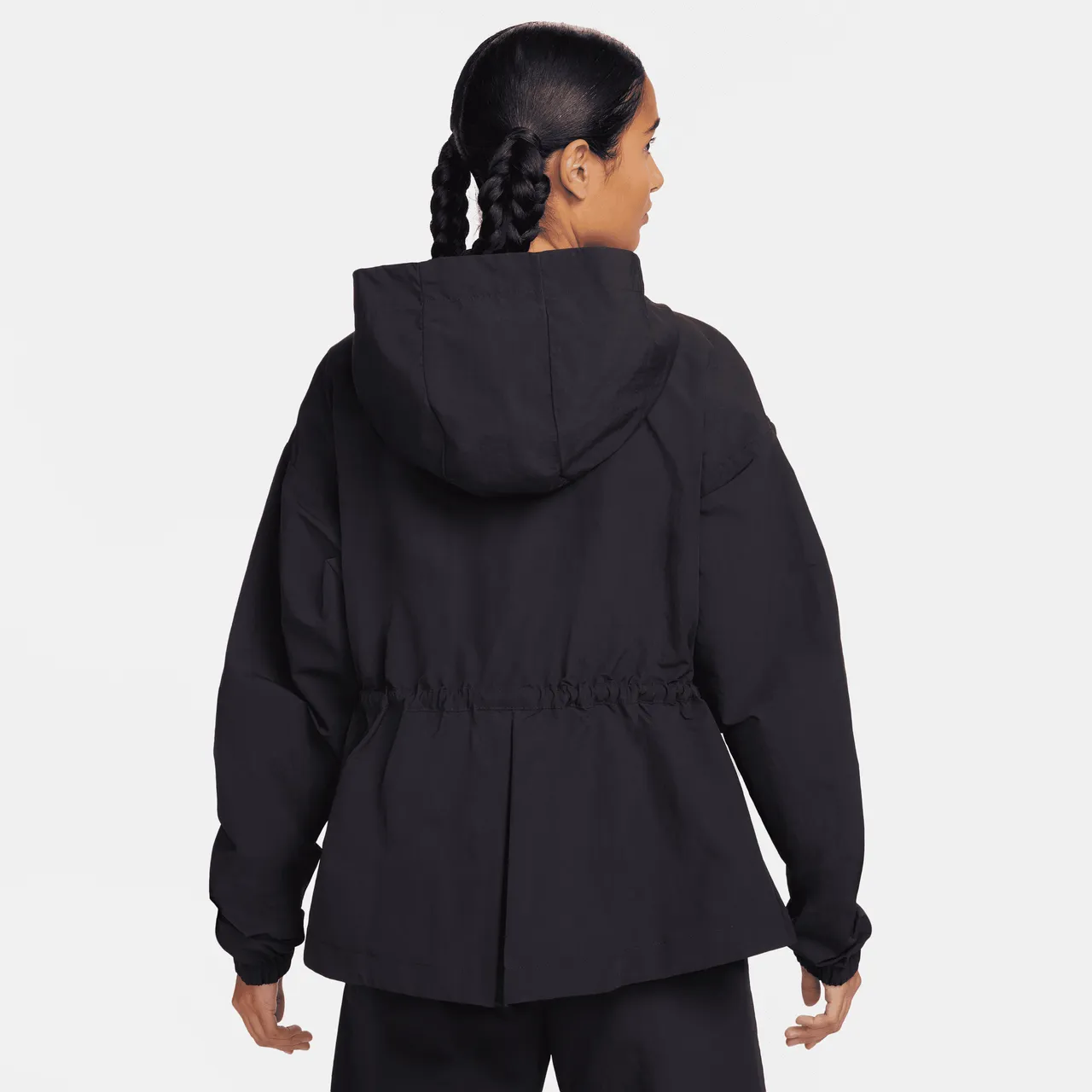 Nike Sportswear Everything Wovens oversized damesjack met capuchon - Zwart