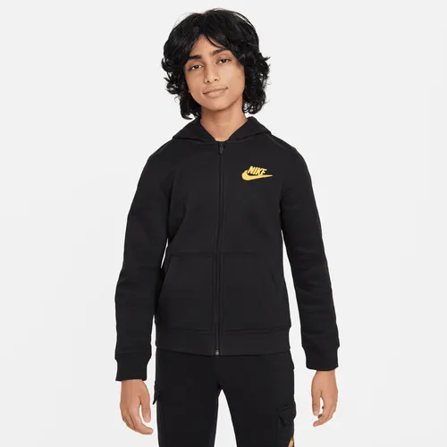 Nike Sportswear fleecehoodie met rits en graphic voor jongens - Zwart