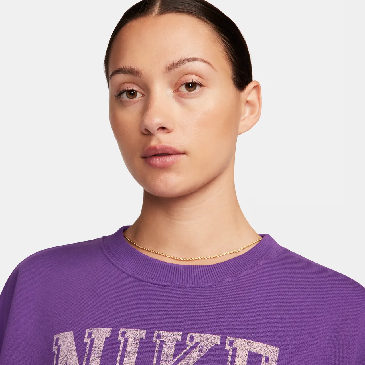 Nike Sportswear oversized fleeceshirt met ronde hals voor dames - Paars