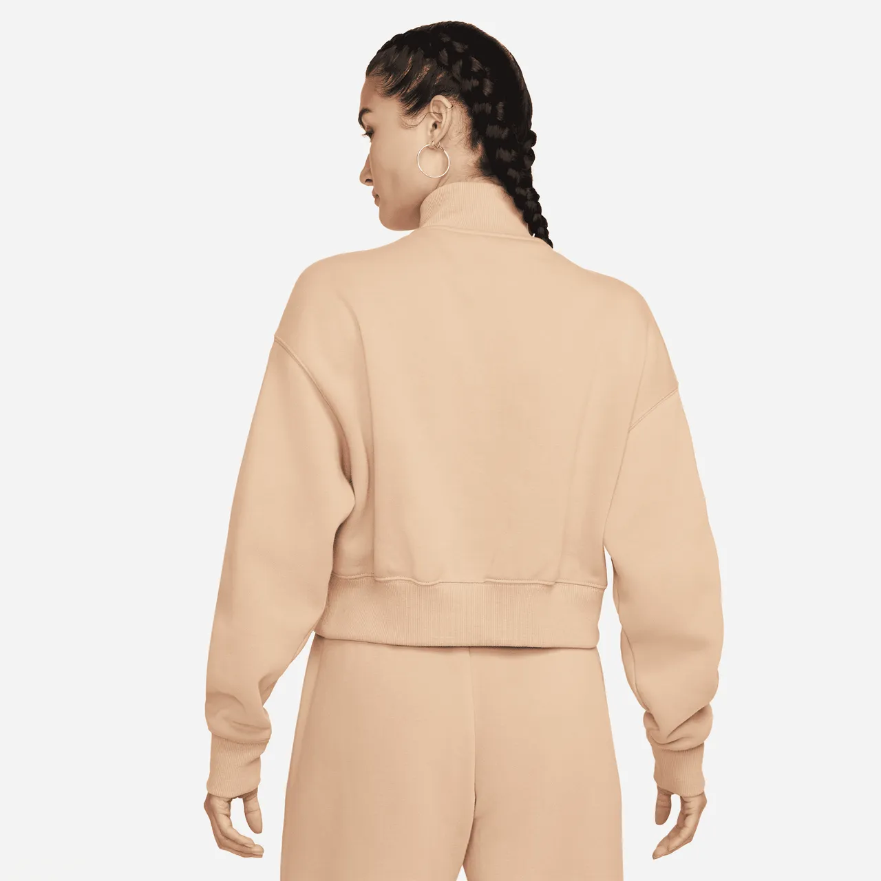 Nike Sportswear Phoenix Fleece cropped sweatshirt met halflange rits voor dames - Bruin