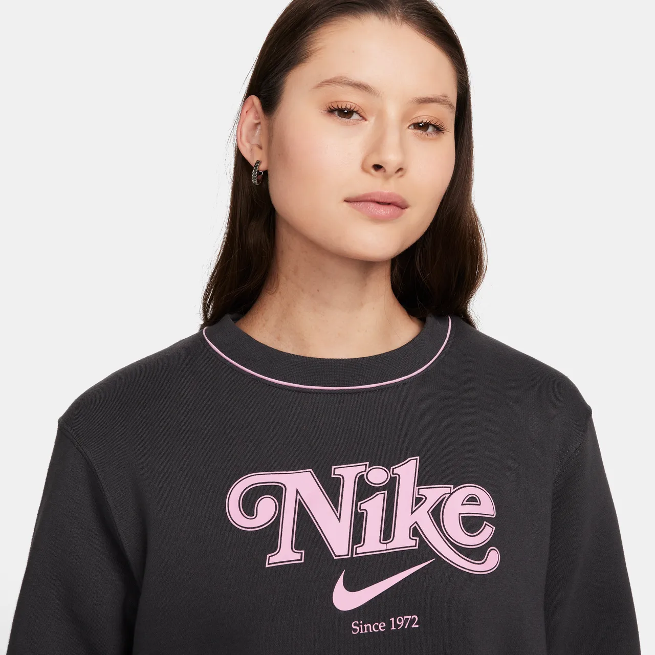 Nike Sportswear sweatshirt van fleece met ronde hals voor dames - Grijs