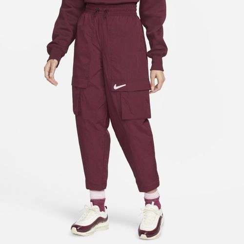 Nike Sportswear Swoosh Geweven damesbroek met halfhoge taille - Rood