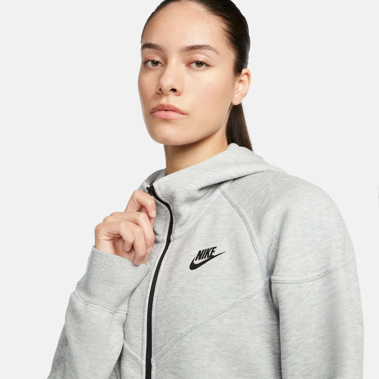 Nike Sportswear Tech Fleece Windrunner Hoodie met rits voor dames - Grijs