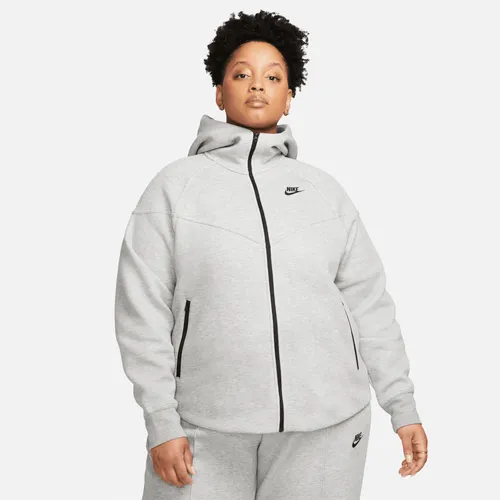Nike Sportswear Tech Fleece Windrunner Hoodie met rits voor dames (Plus Size) - Grijs