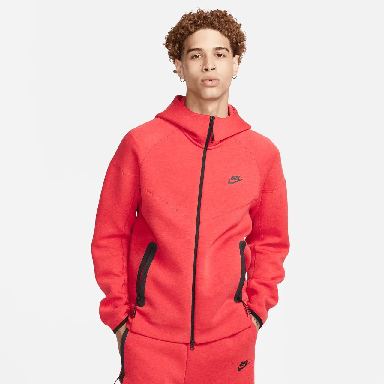 Nike Sportswear Tech Fleece Windrunner Hoodie met rits voor heren - Rood