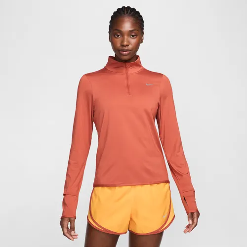 Nike Swift hardlooptop met korte rits en UV-bescherming voor dames - Oranje