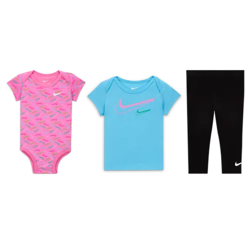 Nike Swoosh Logo 3-delige rompertjesset voor baby's (0-9 maanden) - Zwart