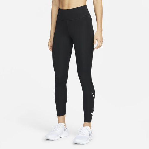 Nike Swoosh Run 7/8-hardlooplegging met graphic en halfhoge taille voor dames - Zwart