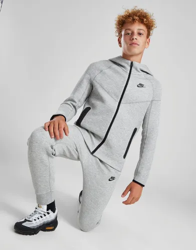 Nike Tech fleece hoodie met rits voor kinderen, Dark Grey Heather/Black/Black