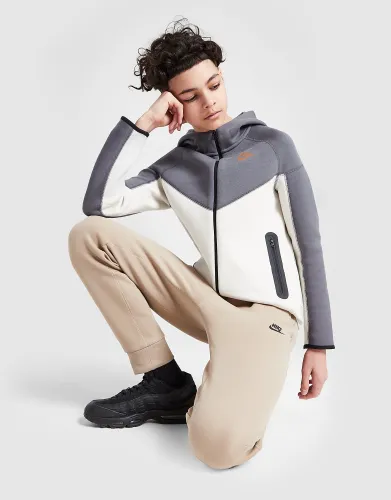 Nike Tech fleece hoodie met rits voor kinderen, Dark Grey/Light Bone/Black/Light British Tan