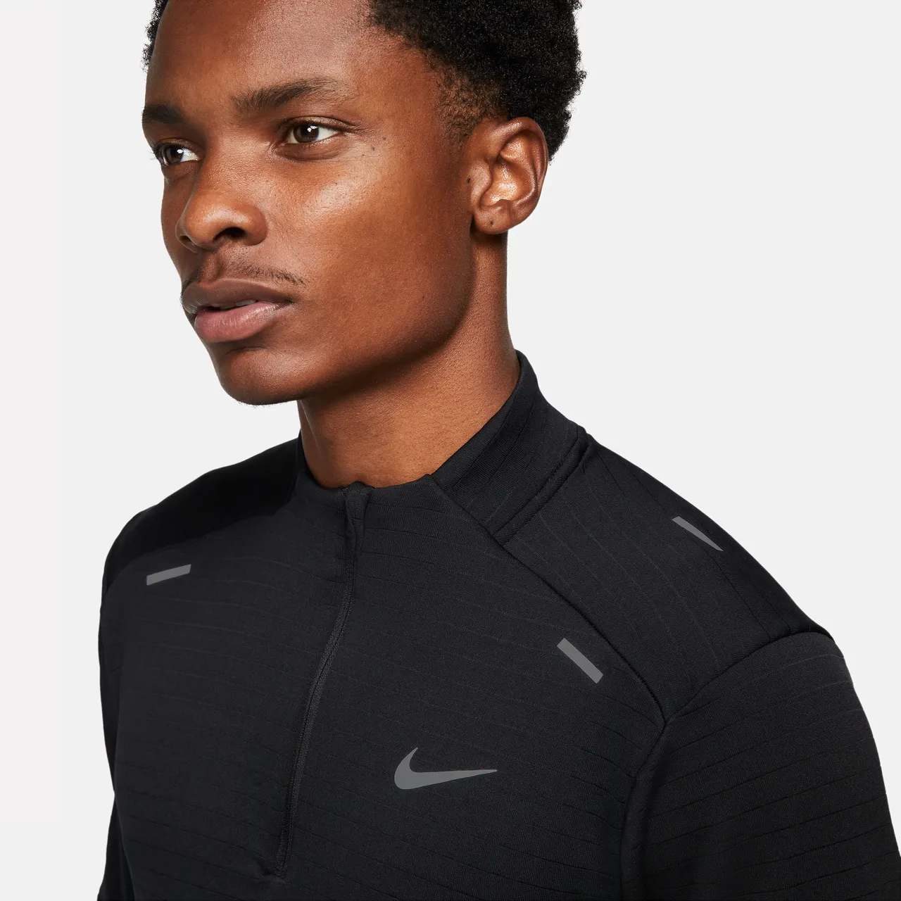Nike Therma-FIT Repel Hardlooptop met korte rits voor heren - Zwart