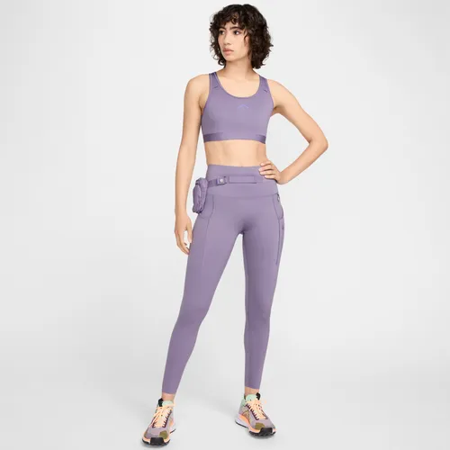 Nike Trail Go 7/8-legging met hoge taille, zakken en complete ondersteuning voor dames - Paars