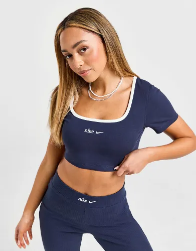 Nike Trend Ribbed Crop T-Shirt, Blue
