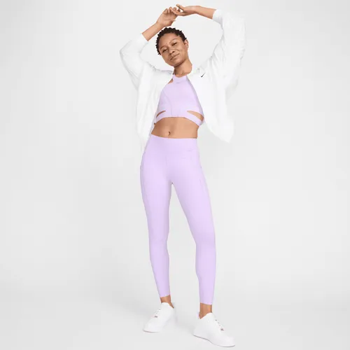 Nike Universa 7/8-legging met halfhoge taille, zakken en medium ondersteuning voor dames - Paars