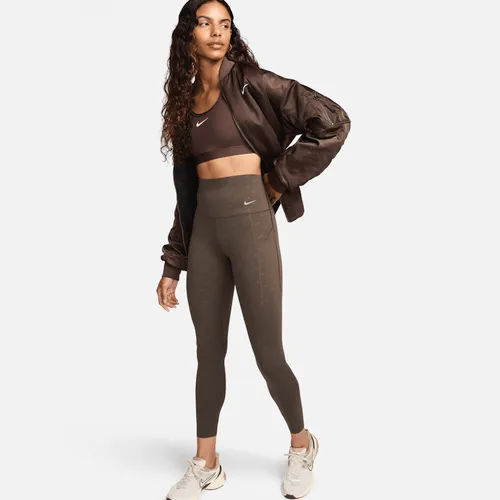 Nike Universa 7/8-legging met hoge taille, print, zakken en medium ondersteuning voor dames - Bruin