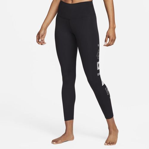 Nike Yoga 7/8-legging met graphic en hoge taille voor dames - Zwart
