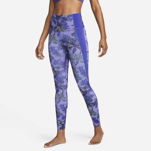 Nike Yoga 7/8-legging met hoge taille en volledige print voor dames - Paars