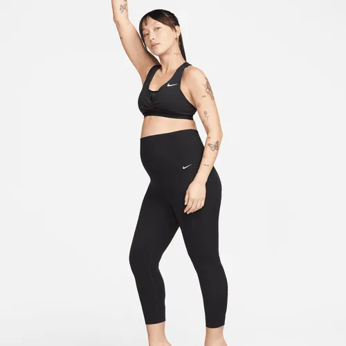 Nike Zenvy (M) 7/8-legging met iets ondersteunende hoge taille en zakken voor dames (zwangerschapskleding) - Zwart