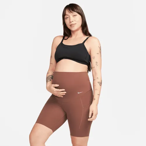 Nike Zenvy (M) bikershorts met zakken en iets ondersteunende hoge taille voor dames (21 cm, zwangerschapskleding) - Bruin