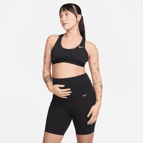 Nike Zenvy (M) bikershorts met zakken en iets ondersteunende hoge taille voor dames (21 cm, zwangerschapskleding) - Zwart