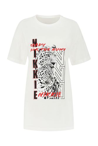 Nikkie Leopard Long T-shirt Star White