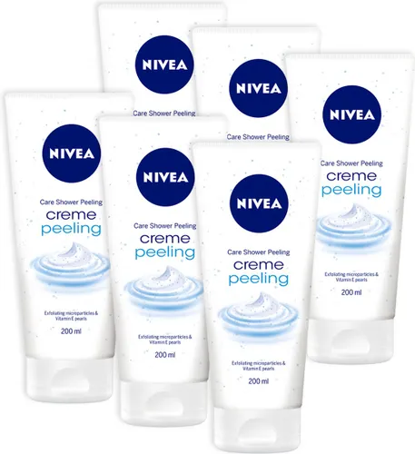 NIVEA Crème Peeling Douchescrub – Met heilzame vitamine E - Bevat fijne microscrubs - Voordeelverpakking 6 x 200 ml