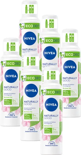 NIVEA Ecodeo Naturally Good Deodorant Spray - Met biologische Groene Thee - 95% natuurlijke ingrediënten - 24 uur bescherming - 6 x 125 ml - Voordeelv...