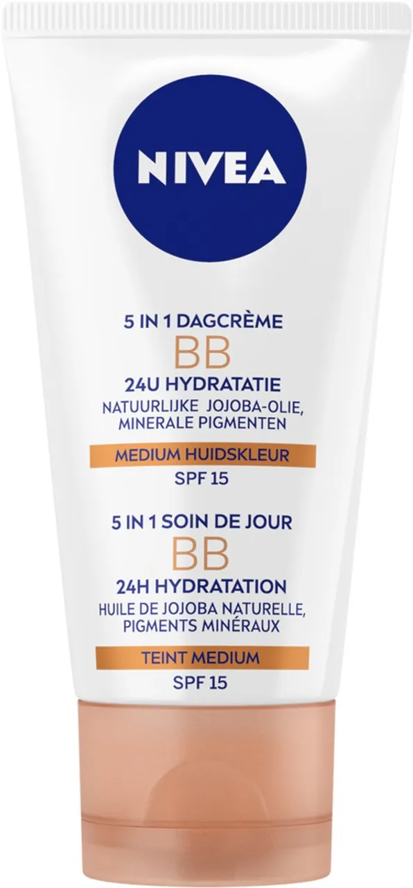 NIVEA Essentials 5in1 BB Dagcreme medium - SPF 15 - BB Cream - Met jojoba-olie en minerale pigmenten - 50 ml