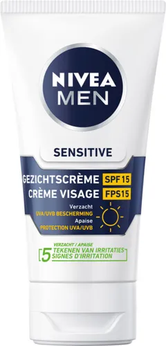 NIVEA MEN Sensitive Gezichtscrème - Dagcrème - SPF 15 - Gevoelige huid - Met kamille en vitamine E - 75 ml