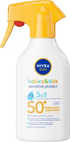NIVEA SUN Babies & Kids Sensitive Protect Zonnebrand Spray - Baby en Kind - SPF50+ - Zonnespray - Eczeemgevoelige huid - Parfumvrij - Waterbestendig -...